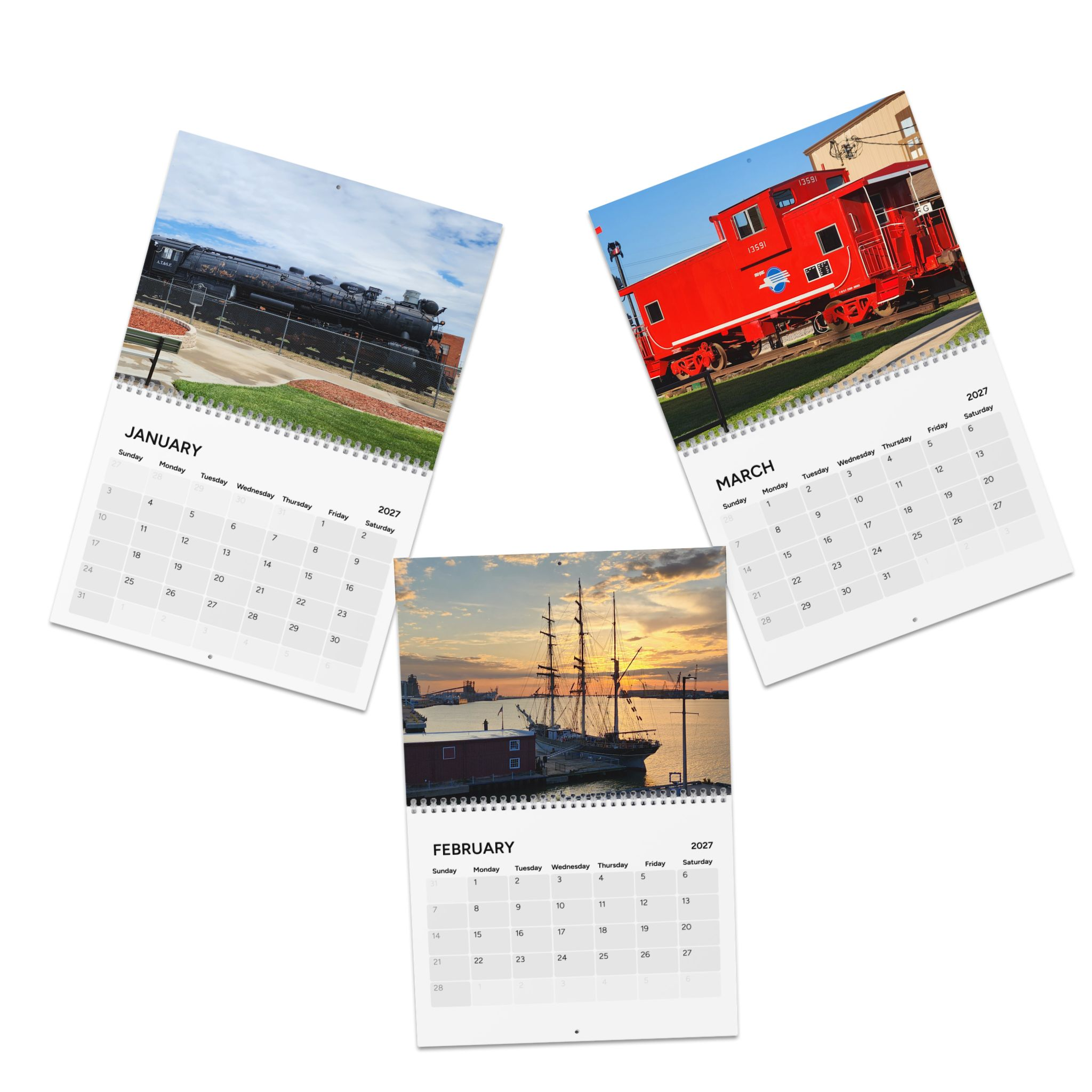 Transportation Wall Calendar 2027 — Vintage Land, Air & Sea Photo Calendar - Image 2